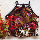 Conjunto Cropped Animal Print E Floral 38