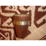 Antiguo Kero Vaso Madera Hachuelado Platada Estilo Criollo