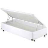 Cama Box Bau Solteiro Corano Branco Universal - 096x203 Solt