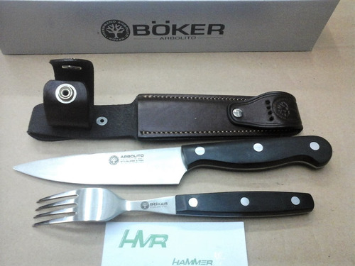 Set Asado Camping Tenedor Cuchillo Böker Arbolito Fc 8305!!!