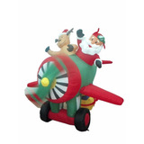 Decoracion P/ Navidad Santa Claus Helicoptero Inflable C Luz