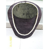 Collar De Perlas Esmaltadas C/broche Plateado