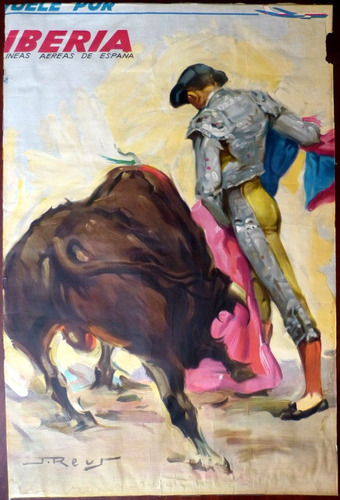 Antiguo Afiche De J. Reus Torero Cartel Publicidad Iberia