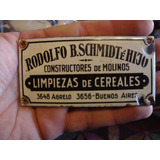 Rodolfo Schmidt E H Molinos Cereales Cartel Antiguo Enlozado