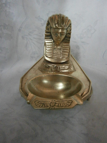 Cenicero Egipcio En Bronce Tutankamón, Mide 12 Cm De Altura