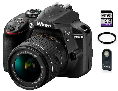 Nikon D3400 Lente 18-55mm + 16gb Sd + Control + Filtro Uv