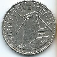 Moneda  De  Barbados  25  Cents  1981  Muy  Buena  Y  Barata