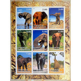 Tadjikistan Fauna, Bloque 9 Sellos Elefantes 2001 Mint L7516