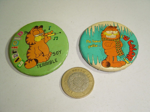 Botones Vintage De Garfield 80's 2 Piezas   Set 10
