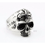 Anillo Calavera Cruz Plata Punk Hombre Moto Rock T 22 Al 27