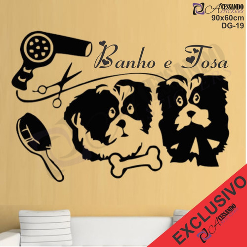 Adesivo Papel Parede Banho Tosa Pet Shop Shitsu Lançamento !
