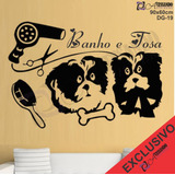 Adesivo Papel Parede Banho Tosa Pet Shop Shitsu Lançamento !