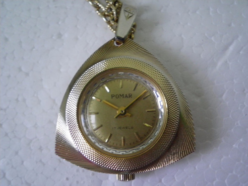 Reloj Colgante Bolsillo Dama Pomar Cuerda Dore Imperdible