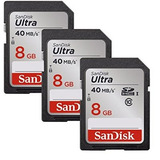 3-pack Sandisk Ultra 8gb Clase 10 Tarjeta De Memoria Sdhc Ha