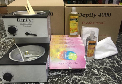 Kit Depilación:fundidor 4kl+cera+óleo+loción+espátulas+otros