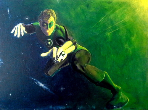 Green Lantern Linterna Verde - Cuadro Pintura Original 70x50