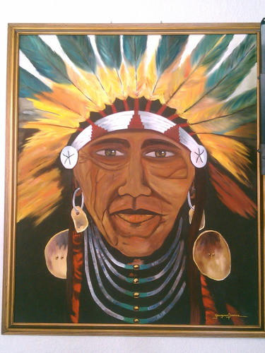 Pintura Al Oleo Indio Americano