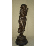 Estatua  ¨la Recoleccion¨ En Petit Bronce Alto 0,70mts