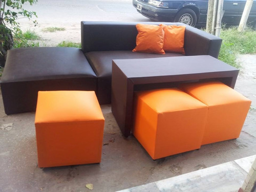 Combo Sillon Esquinero+ Camastr + 2 Puf + Mesa + 2 Alm Znort