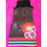 Vestido Modelo Desigual Ajustable Con Encaje Y Circulo Rojo