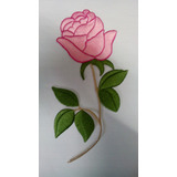 Kit 2 Patchs Aplique Bordado Termoc Flor Rosa Rosa 22x11-212