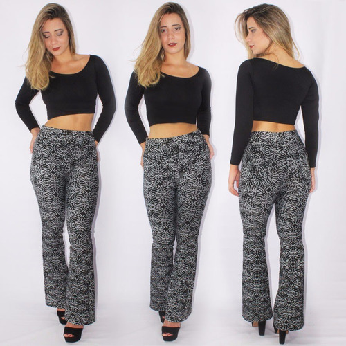 Roupa Feminina Conjunto Calça Flare E Cropped Manga Longa