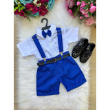 Conjunto Infantil Camisa Branca C/ Short Azul Royal