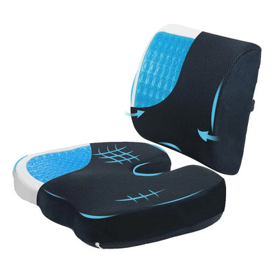 Cojines Adooadii Espuma Viscoelástica Gel Silla Oficina O Auto Ergonómico Negro Liso