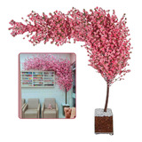 Árvore Cerejeira Sakura Rosa Calda Longa + Vaso Decorativo. 