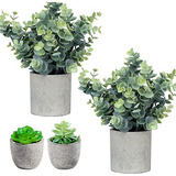 Conjunto De 4 Pequeñas Plantas Falsas Artificiales Pla...