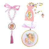 Kit Decoração Quarto De Bebê Menina Rosa Oração Santo Anjo