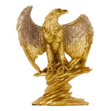 Águia Estatueta Decorativa Dourada De Resina 30.5 Cm Cor Dourado