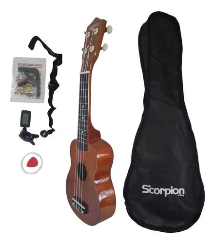 Set Completo Ukelele Soprano Scorpion Sckuk-30s Cafe