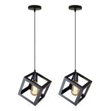 Lampara Colgante Industrial Moderno Iluminacion Cubo E27 X 2