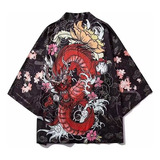 Camisa Tipo Cárdigan Tipo Kimono Para Hombre, Bata De Samurá