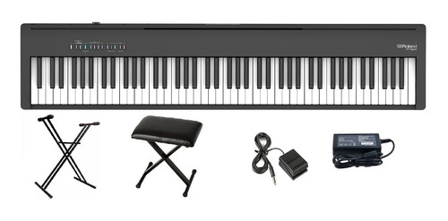 Combo Kit Piano Electrico 88 Teclas Pesadas Roland Fp30x