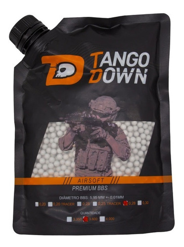 Bbs Bolinhas Premium Airsoft Tango Down 0,28g 3600 Un