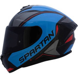 Casco Moto Spartan Draken Gear Azul Brillo Talla L