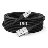 Cable De Carga Extra Largo Para iPhone De 15 Pies, Cable Usb