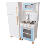 Kit Mini Cozinha Infantil Com Geladeira Azul Claro