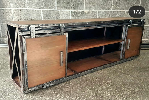 Rack Para Tv Mueble Estilo Industrial Hierro Y Madera