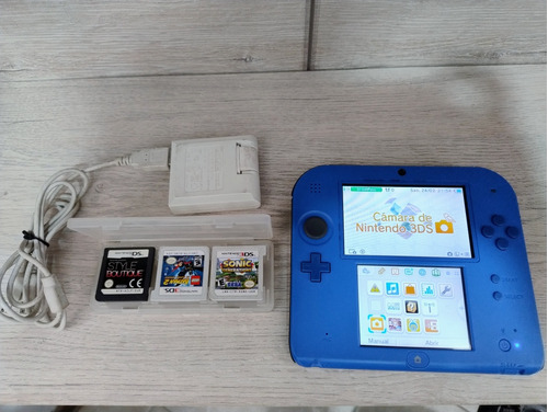 Consola Nintendo 2ds Azul + 3 Juegos Usado