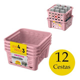 Kit 12 Cestinhas Empilhável Infantil Brinquedo Porta Chá