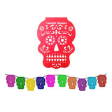 Banderin Guirnalda Mexicana Papel Seda Calavera Craenos X2