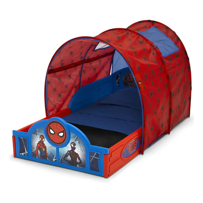 Cama Infantil Delta Children Individual Spiderman Azul Rojo con Barandas | Envío gratis