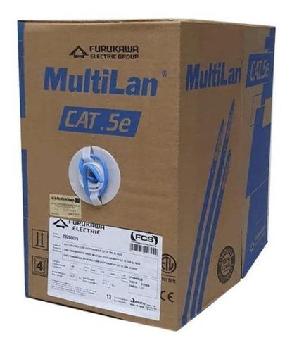 Caixa Cabo Rede Utp Cat5e Furukawa Multilan Cx305m Cmx Azul