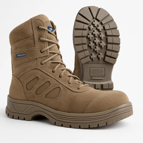Bota Táctica Piel Para Hombre Trabajo Cosida Casquillo 4094