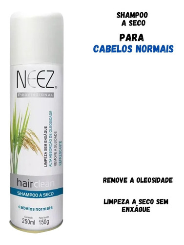 Shampoo A Seco Neez 250ml Para Cabelo Normal Sem Enxágue