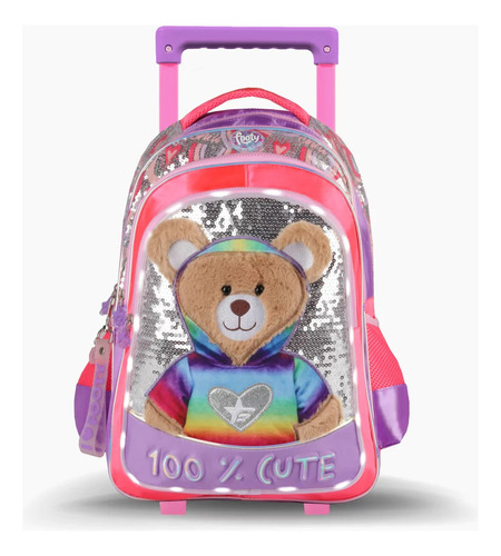 Mochila Carrito Teddy 18 Pulgadas Con Luz Led Footy - E.full