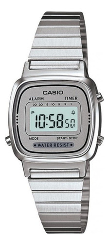 Casio - Reloj Retro Digital En Tono Plateado La670wa-7 Para 
